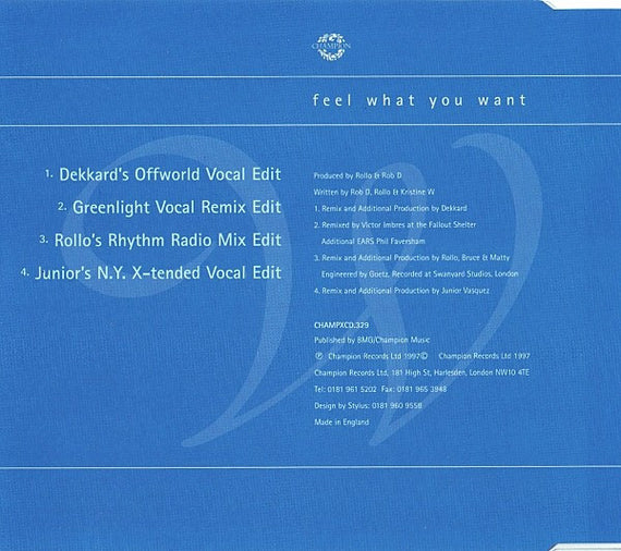 Kristine W : Feel What You Want (CD, Single)