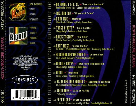 Various : Kickin' Hardcore Leaders (100% UK Hardcore Jungle Breakbeat) (CD, Comp)