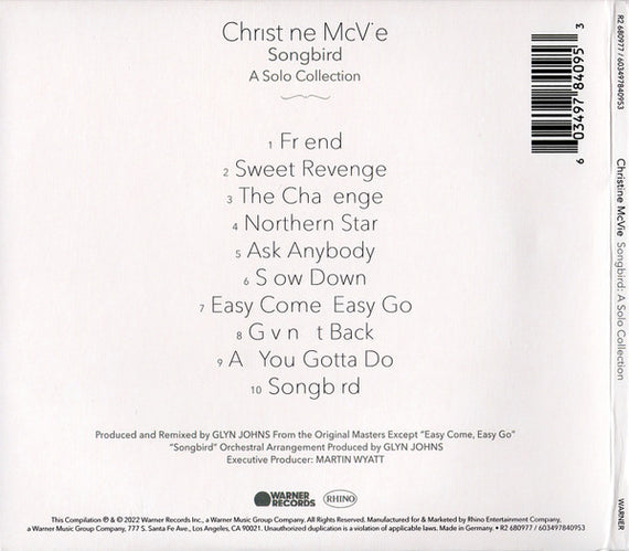 Christine McVie : Songbird (A Solo Collection) (CD, Comp, Mixed)