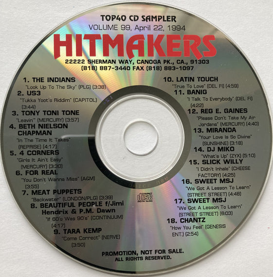 Various : Hitmakers Top 40 CD Sampler Volume 99 April 22, 1994 (CD, Promo, Smplr)