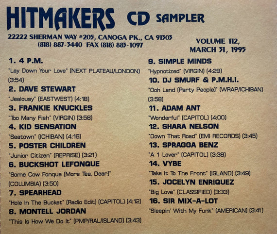 Various : Hitmakers Top 40 CD Sampler Volume 112 March 31, 1995 (CD, Promo, Smplr)