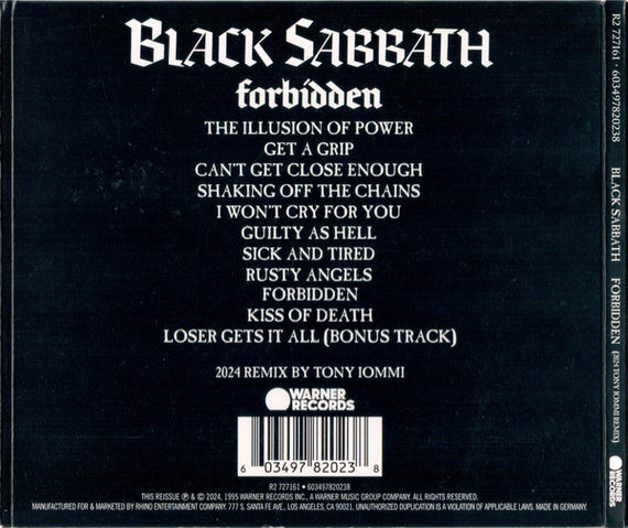 Black Sabbath : Forbidden (2024 Tony Iommi Remix) (CD, Album, RE, RM, Rem)