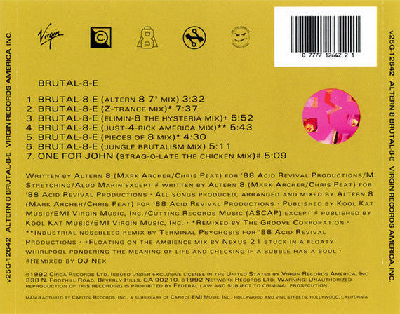 Altern 8 : Brutal-8-E (CD, Maxi)