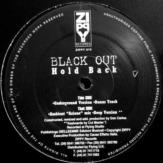 Black Out (2) : Hold Back (12")