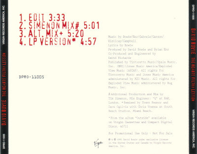 David Bowie : The Hearts Filthy Lesson (CD, Single, Promo)