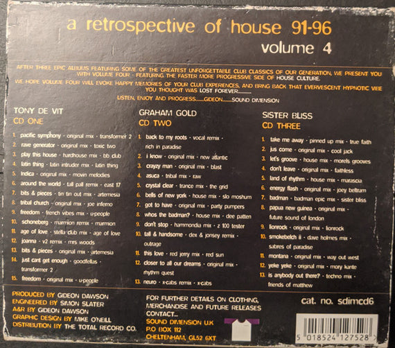 Tony de Vit*, Graham Gold, Sister Bliss : A Retrospective Of House '91 - '96 Volume 4 (3xCD, Comp, Mixed + Box)