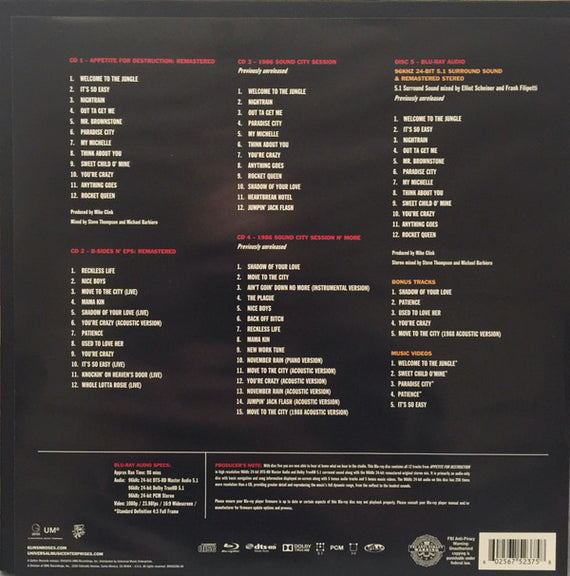 Guns N' Roses : Appetite For Destruction (CD, RE, RM + CD, Comp, RM + 2xCD, Album + Blu-ray,)