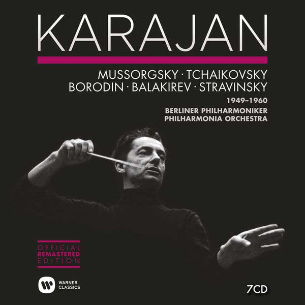 Herbert von Karajan, Berliner Philharmoniker, Philharmonia Orchestra / Modest Mussorgsky, Pyotr Ilyich Tchaikovsky, Alexander Borodin, Mily Balakirev, Igor Stravinsky : Russian Music (1949-1960) (7xCD, Comp, Mono, RM + Box, Club, RE)
