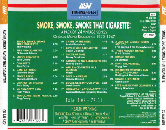 Various : Smoke, Smoke, Smoke That Cigarette! (CD, Comp, Mono)