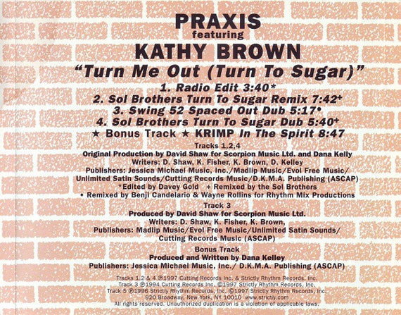 Praxis (2) Featuring Kathy Brown : Turn Me Out (Turn To Sugar) (CD, Maxi)