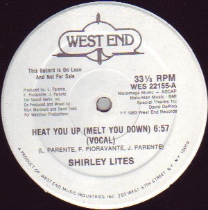 Shirley Lites : Heat You Up (Melt You Down) (12", Promo)