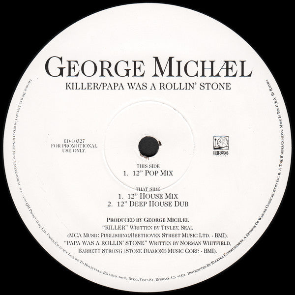 George Michael : Killer / Papa Was A Rollin' Stone (The Remixes) (12", Single, Promo)