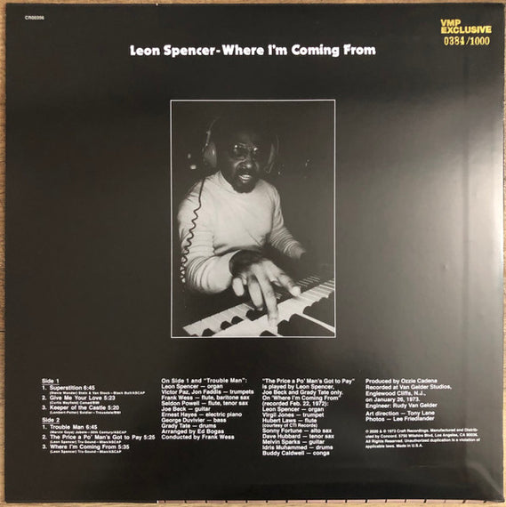 Leon Spencer, Jr. : Where I'm Coming From (LP, Album, Club, Ltd, Num, RE, Red)