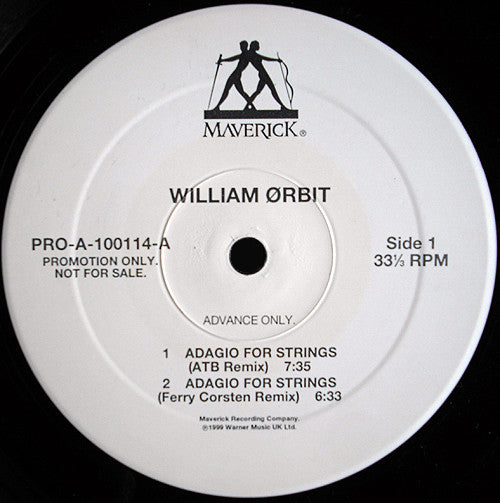 William Orbit : Adagio For Strings (12", Advance, Promo)