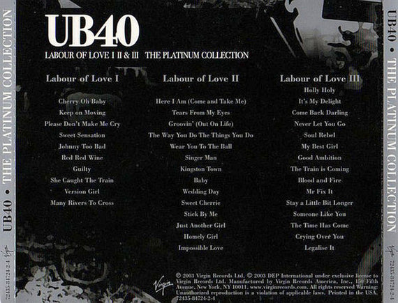 UB40 : Labour Of Love Parts I + II & III (The Platinum Collection) (3xCD, Comp)
