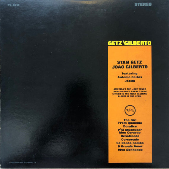 Stan Getz / João Gilberto Featuring Antonio Carlos Jobim : Getz / Gilberto (LP, Album)