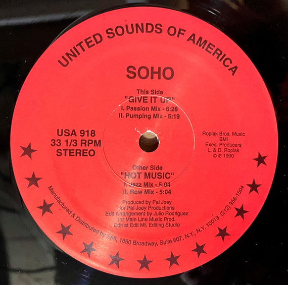 Soho : Give It Up / Hot Music (12", Red)