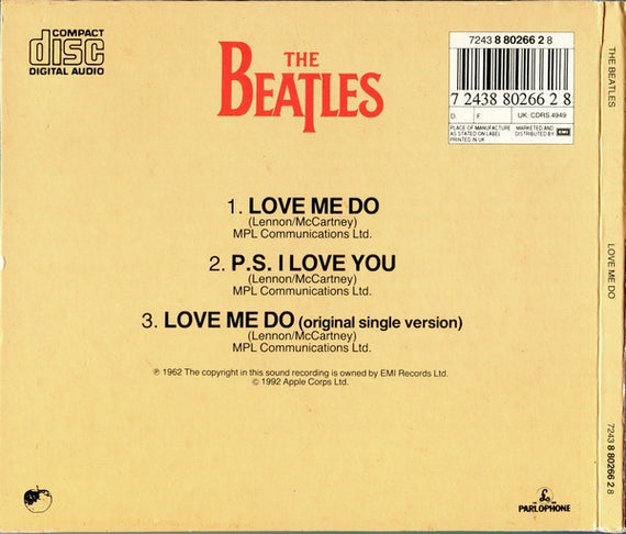 The Beatles : Love Me Do (CD, Single, Ltd, RE, S/Edition, Dig)