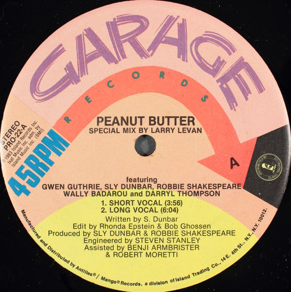 Gwen Guthrie : Peanut Butter (Special Mix By Larry Levan) (12")