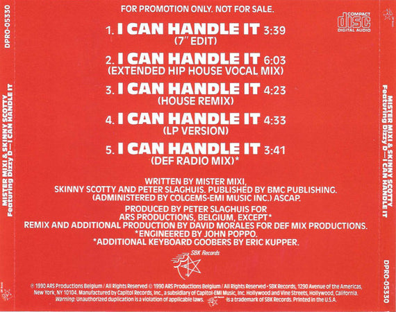 Mister Mixi & Skinny Scotty : I Can Handle It (CD, Single, Promo)