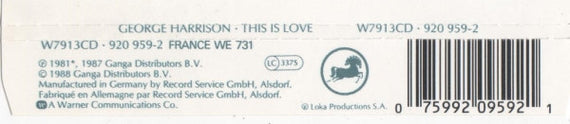George Harrison : This Is Love (CD, Mini, Single)