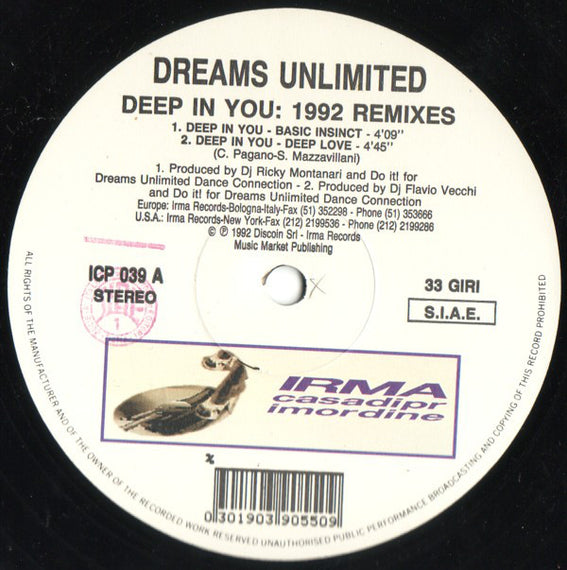 Dreams Unlimited : Deep In You (1992 Remix) (12