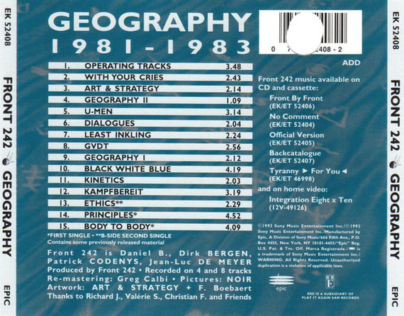 Front 242 : Geography (CD, Album, RE, RM)