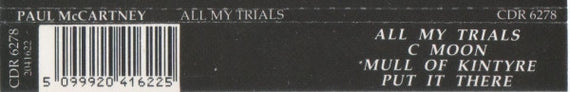 Paul McCartney : All My Trials (CD, Single)