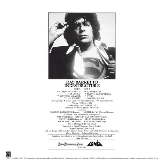 Ray Barretto : Indestructible (LP, Album, RE)