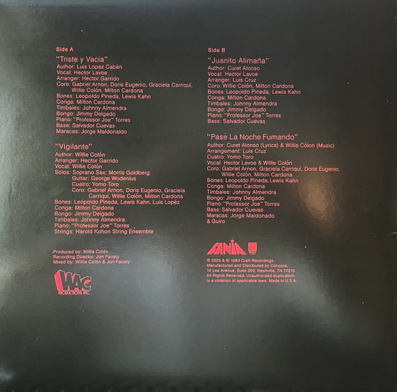 Willie Colon* & Hector Lavoe : Vigilante (LP, Album, RE, Cle)