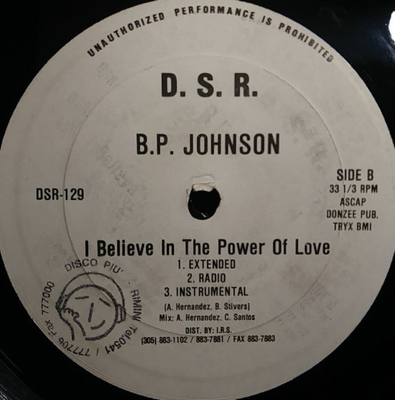 B.P. Johnson : I Believe In The Power Of Love (12")
