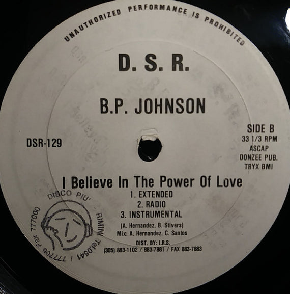 B.P. Johnson : I Believe In The Power Of Love (12")