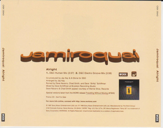Jamiroquai : Alright (CD, Single, Promo)