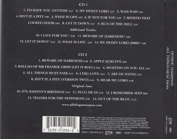 George Harrison : All Things Must Pass (2xCD, Album, RE, RM, RP, Dig)