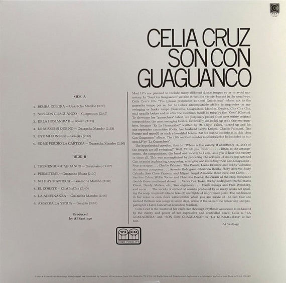Celia Cruz : Son Con Guaguanco (LP, Album, RE)