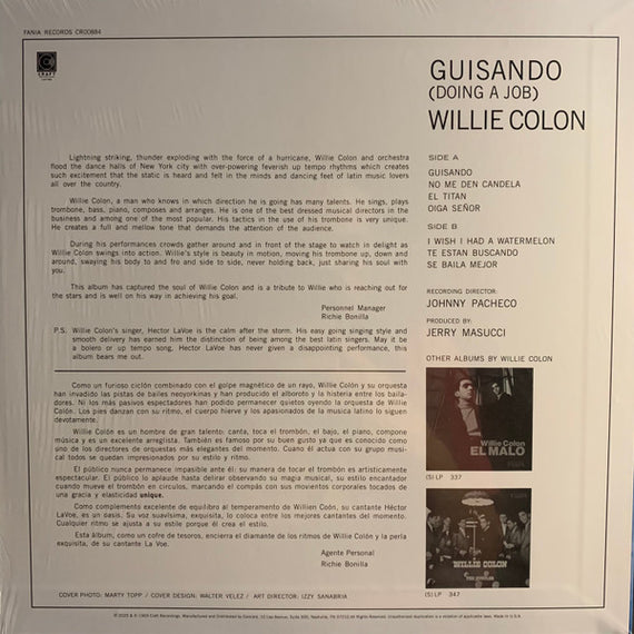 Willie Colon* Canta Hector LaVoe* : Guisando/Doing A Job (LP, Album, RE, RM)