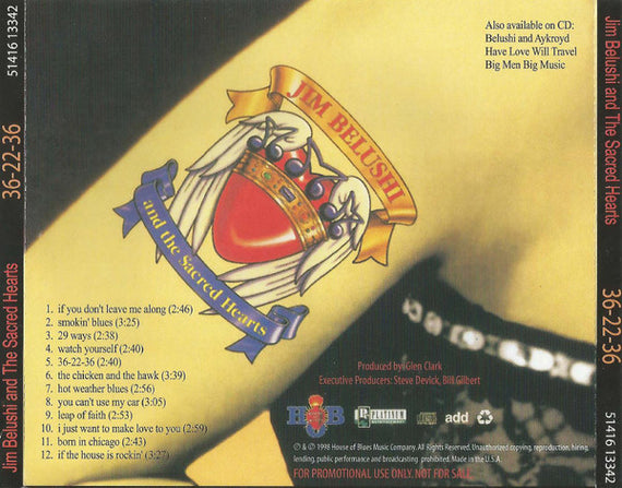 Jim Belushi & The Sacred Hearts (4) : 36-22-36 (CD, Album, Promo)