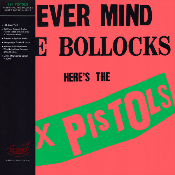 Sex Pistols : Never Mind The Bollocks Here's The Sex Pistols (LP, Album, Ltd, Num, RE, RM, 180)