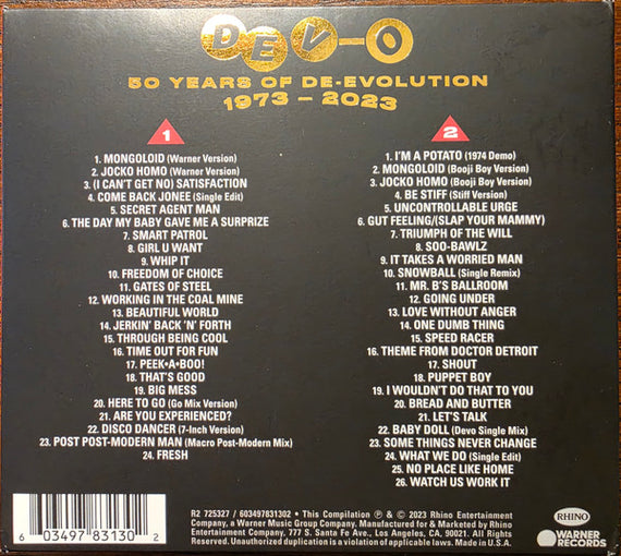 Devo : 50 Years Of De-Evolution (1973-2023) (2xCD, Comp, RM)