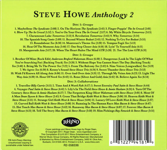 Steve Howe : Anthology 2: Groups & Collaborations (3xCD, Comp, RM)