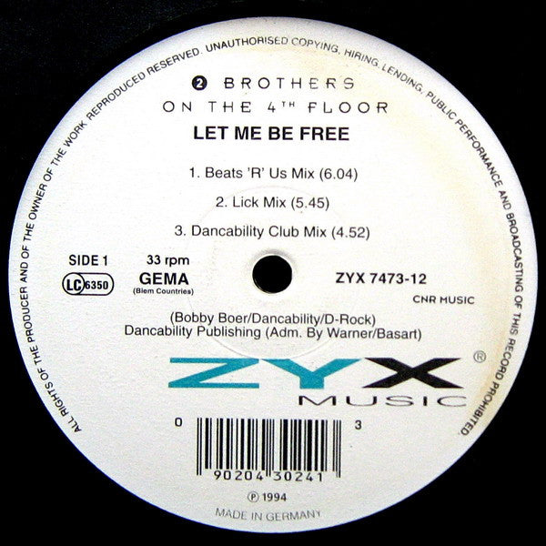2 Brothers On The 4th Floor : Let Me Be Free (12")