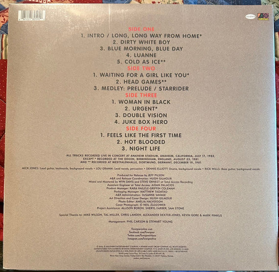 Foreigner : Foreigner 4 Live Tour (2xLP, Album, RSD)