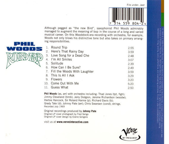 Phil Woods : Round Trip (CD, Album, RE, RM, Dig)