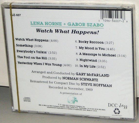 Lena Horne & Gabor Szabo : Watch What Happens! (CD, Album, RE)