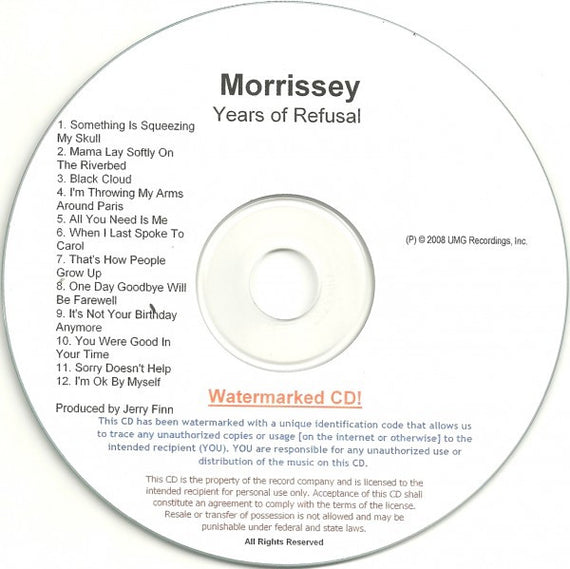 Morrissey : Years Of Refusal (CDr, Album)