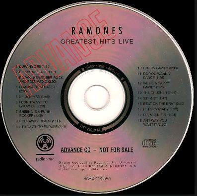 Ramones : Greatest Hits Live (CD, Advance, Album, Promo)