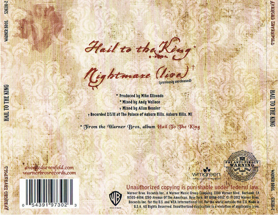 Avenged Sevenfold : Hail To The King (CD, Single)