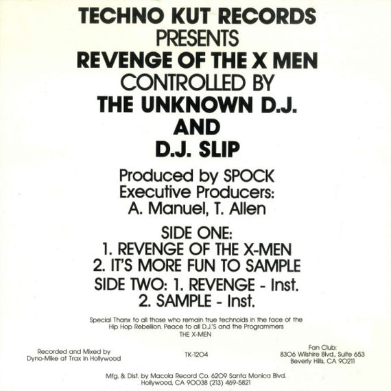 Unknown D.J.* And D.J. Slip* / The X-Men* : Revenge Of The X-Men (12")