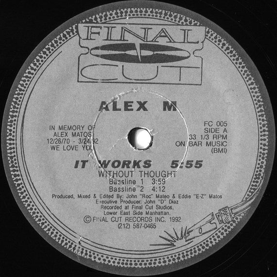 Alex M : It Works / Without Thought / Lakeview Slang (12")
