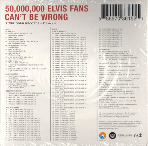Elvis Presley : 50,000,000 Elvis Fans Can't Be Wrong (Elvis' Gold Records, Vol. 2) (2xCD, Comp, RE)